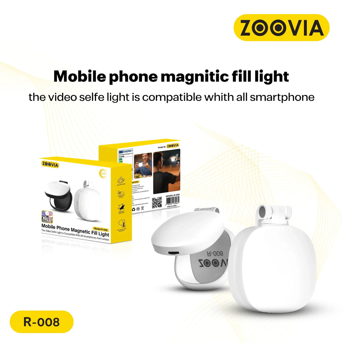 ZOOVIA R-008 Mobile Phone Magnetic Fill Light & Foldable Vanity Mirror